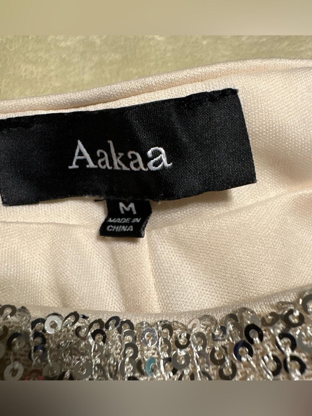 Aakaa Silver Sequin Wide Leg Pants - Picture 4 of 9